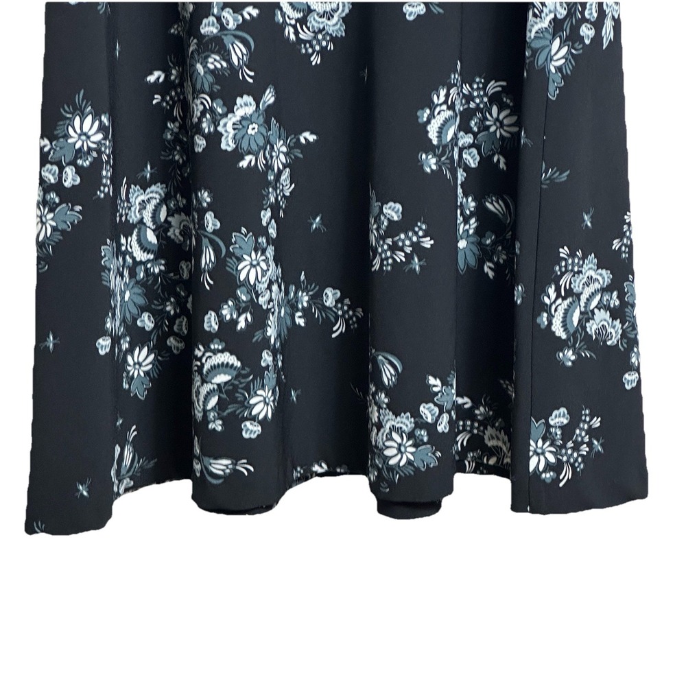 Ann Taylor Black Floral Midi Dress Women's Sz 10 Sleeveless Zip Up Round Neck - Picture 6 of 8